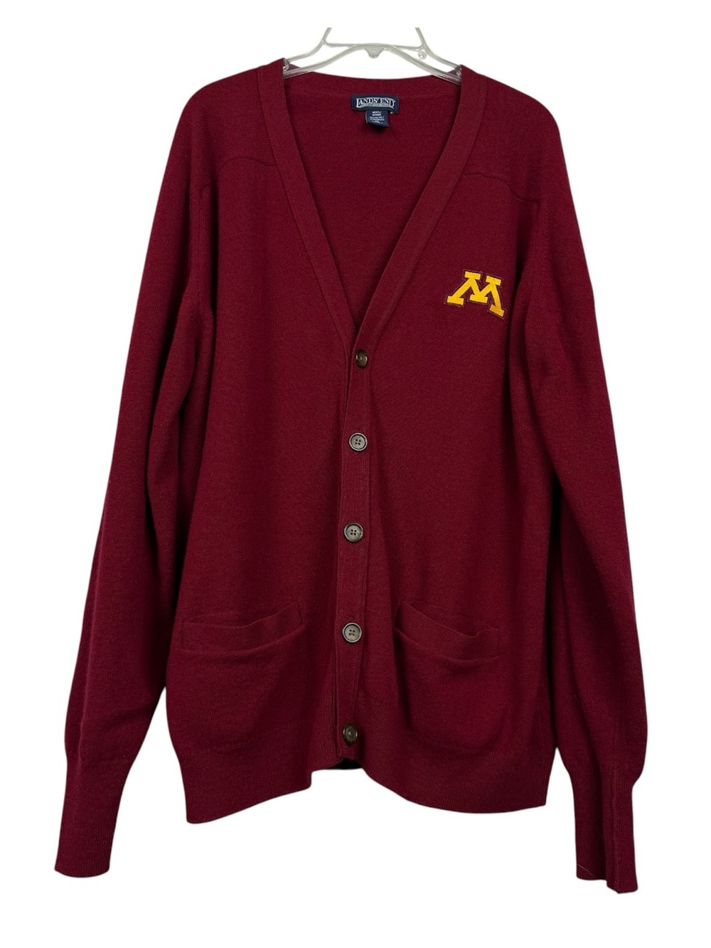 Lands End Vintage University of Minnesota Scottish Wool Patch Logo Cardigan